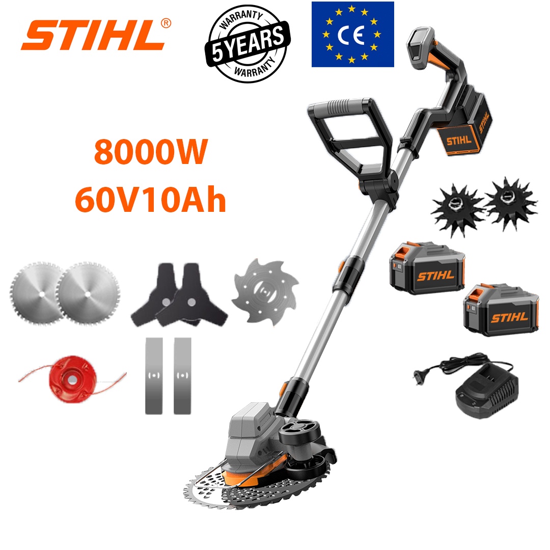 Βασική έκδοση: 8000W (μπαταρία λιθίου 60V8Ah*2+λεπίδα κράματος*2+τριγωνική λεπίδα*2+ευθεία λεπίδα*2+σχοινί κοπής από κράμα*1+λεπίδα κατά της εμπλοκής*1+κεφαλή άροτρο*2+ταχύς φορτιστής*1)